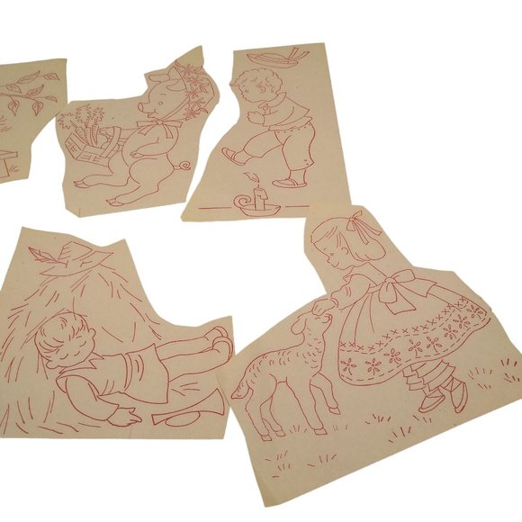 Vintage Nursery Rhyme Transfer Patterns, MCM Workbasket Iron On Transfers, 1960s - Picture 3 of 3